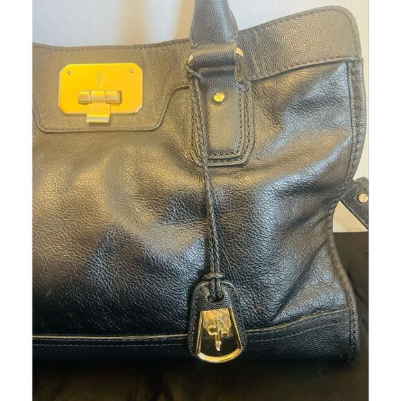 Cole Haan Handbag Valise Kendra Black Leather Satchel Tote Convert Shoulder Bag - Picture 4 of 15